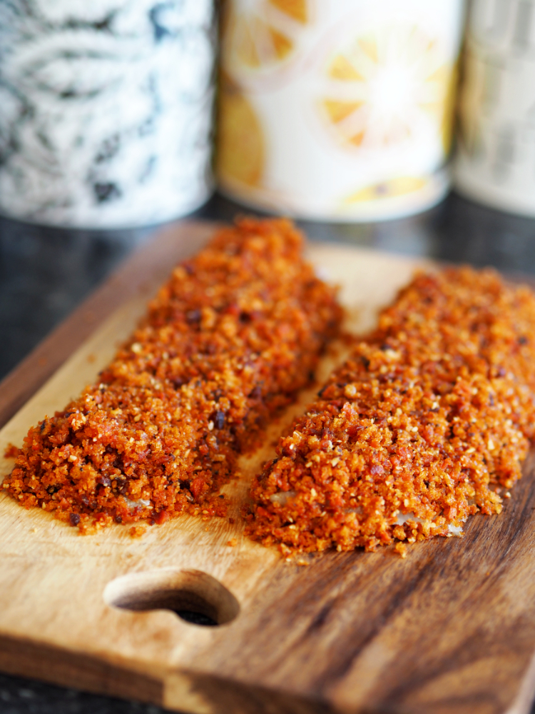 Crispy Chorizo cod, fish, Pollock, white fish, meal planning, easy cooking, simple food, everyday food, gluten free, recipe, dinner, savoury, food inspiration, healthy recipes, cheap food, quick and easy, 10 ingredients or less, entertaining, healthy eating, dinner ideas, summer food, 